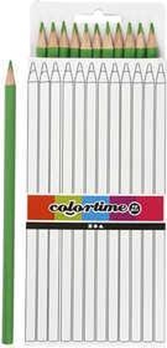Colortime kleurpotloden 3 mm vulling 17 cm 12 stuks - Groen