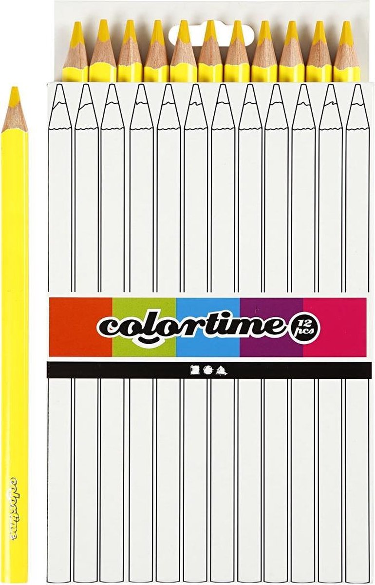 Colortime kleurpotloden Jumbo 5 mm vulling 12 stuks - Geel