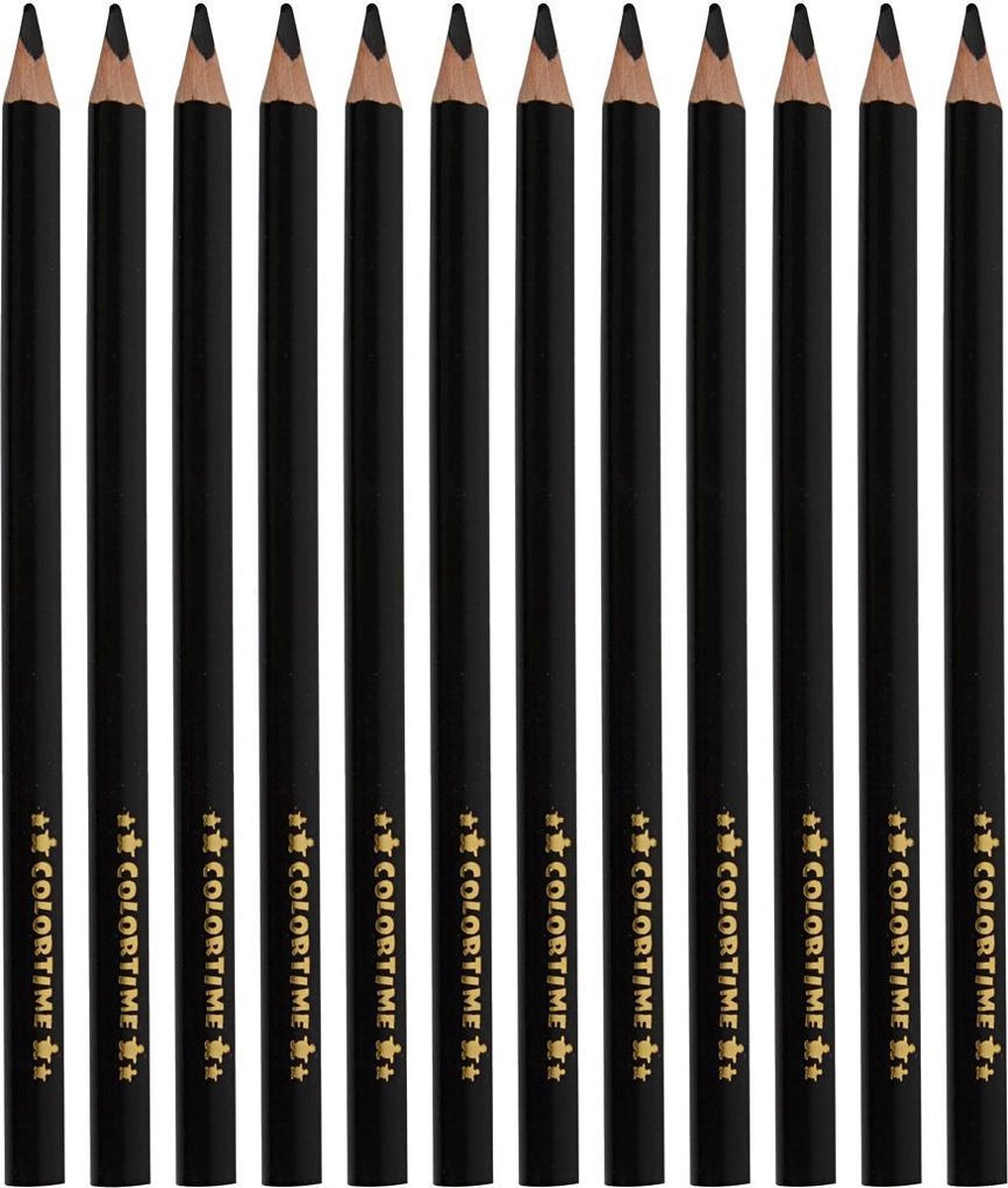 Colortime kleurpotloden Jumbo 5 mm vulling 12 stuks - Zwart