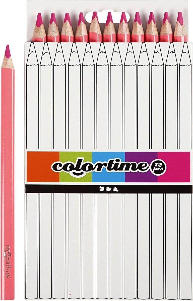 Colortime kleurpotloden Jumbo 5 mm vulling 12 stuks - Roze