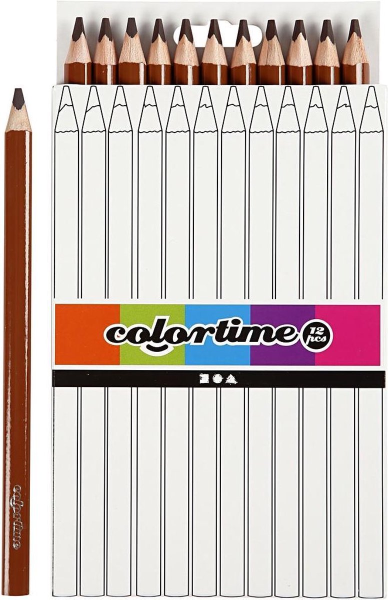 Colortime kleurpotloden Jumbo 5 mm vulling 12 stuks - Bruin