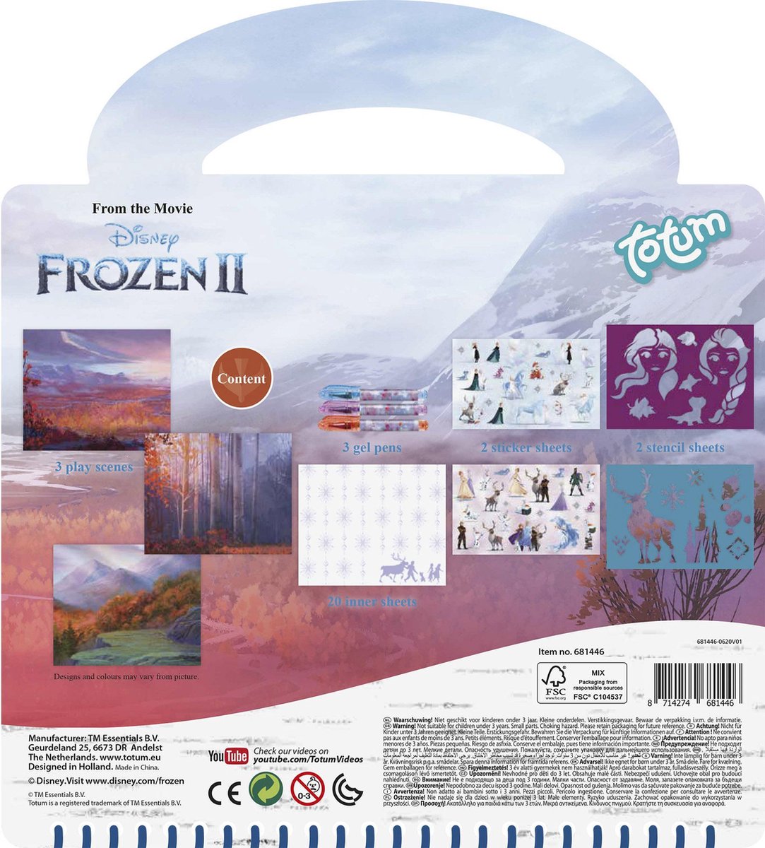 Totum tekenboek Frozen junior 23 cm papier 30 delig - Blauw