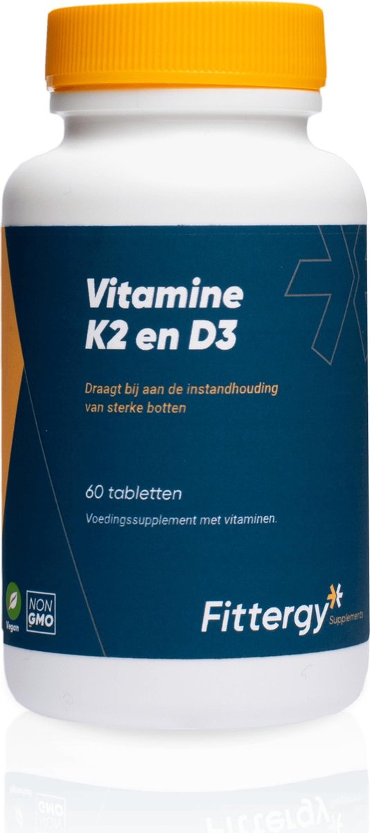 Fittergy K2 45 mcg en D3 25 mcg Vegan (60 tabletten) -