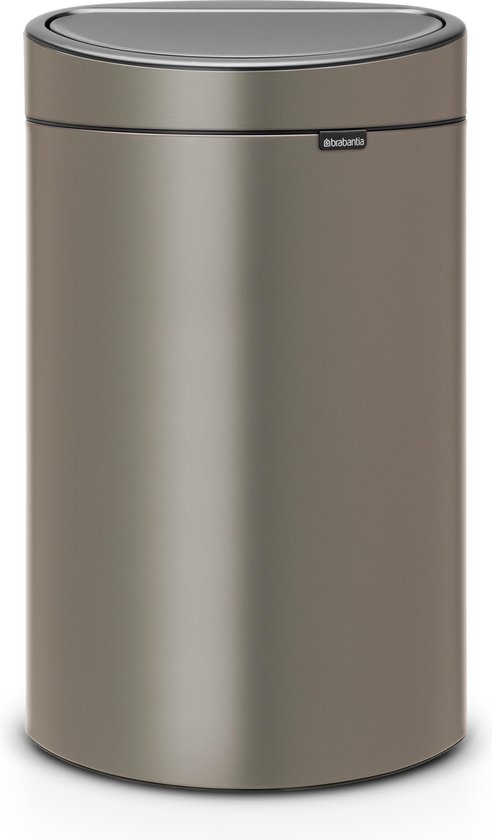 Brabantia Touch Bin Afvalemmer 10 + 23 Liter Met 2 Kunststof Binnenemmers - Platinum - Gris