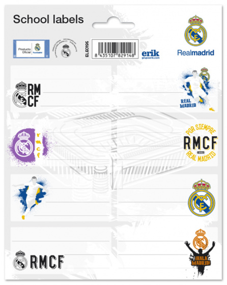 Real Madrid etiketten junior zelfklevend wit 8 stuks