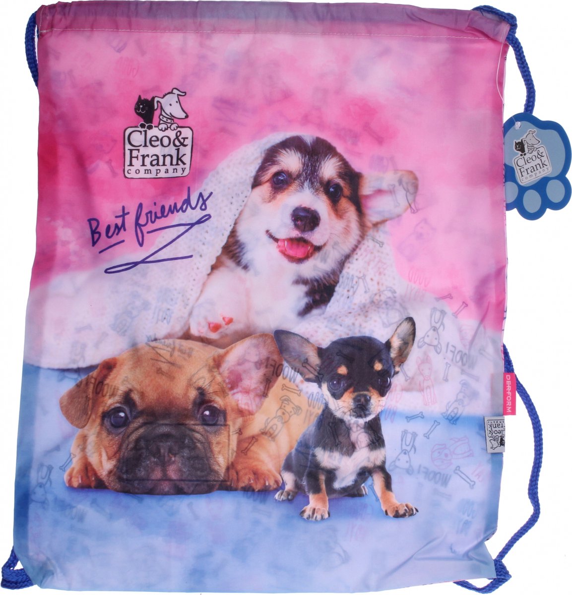 Cleo & Frank gymtas meisjes 42 x 34 cm polyester roze/blauw