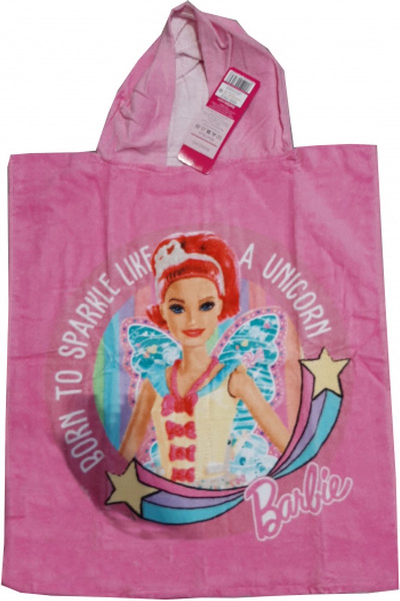Mattel badponcho Barbie junior 50 x 115 cm katoen - Roze