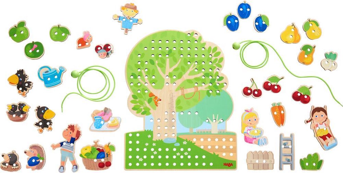 HABA rijgspel Boomgaard junior hout 36 delig