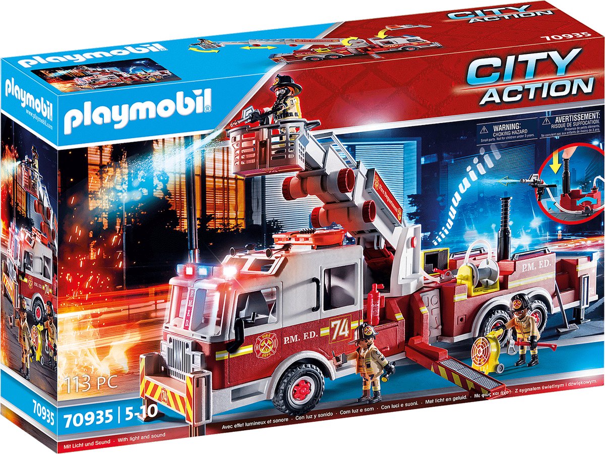 Top1Toys Playmobil 70935 Brandweerwagen: US Tower Ladder