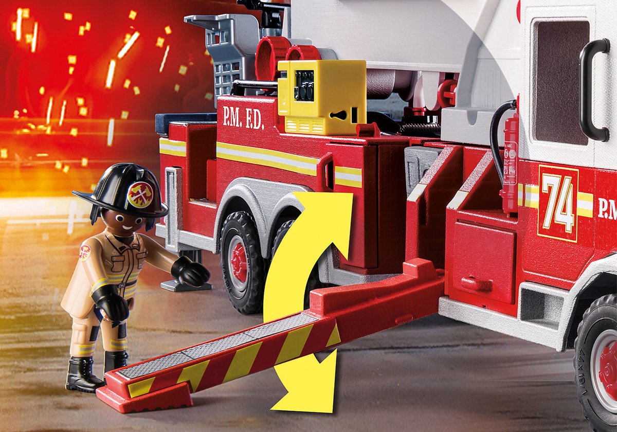 Top1Toys Playmobil 70935 Brandweerwagen: US Tower Ladder