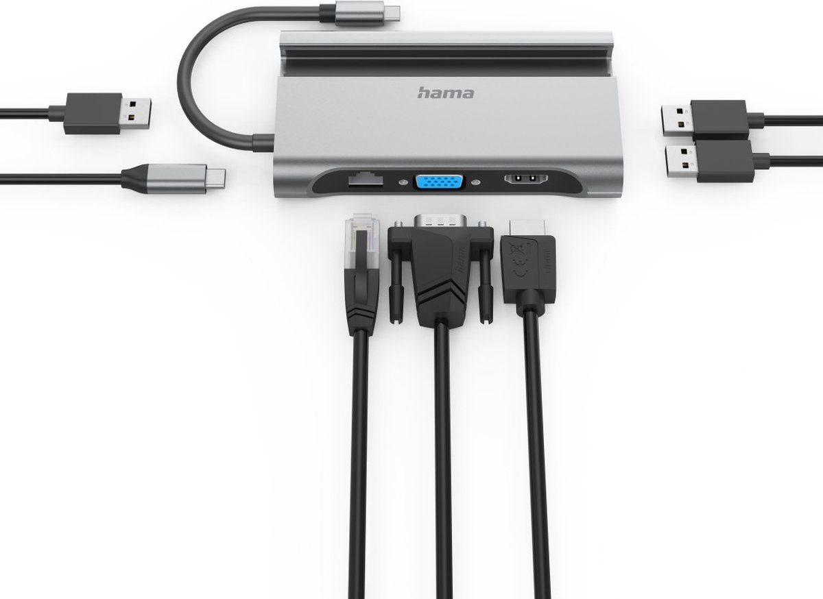Hama 200102 USB-C Multiport-adapter - Grijs