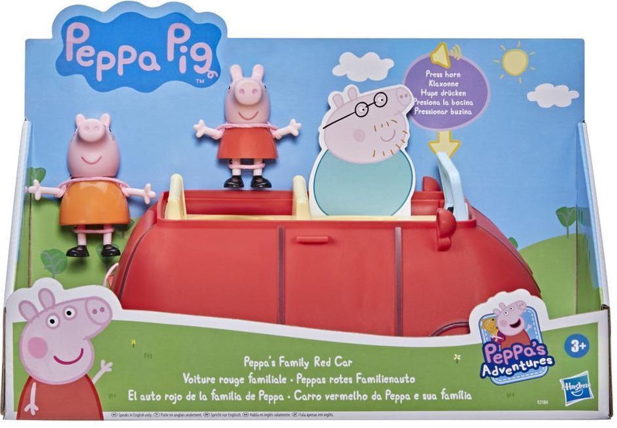 Peppa Pig speelgoedauto Peppa&apos;s Rode Auto 28 cm 3 delig - Rood