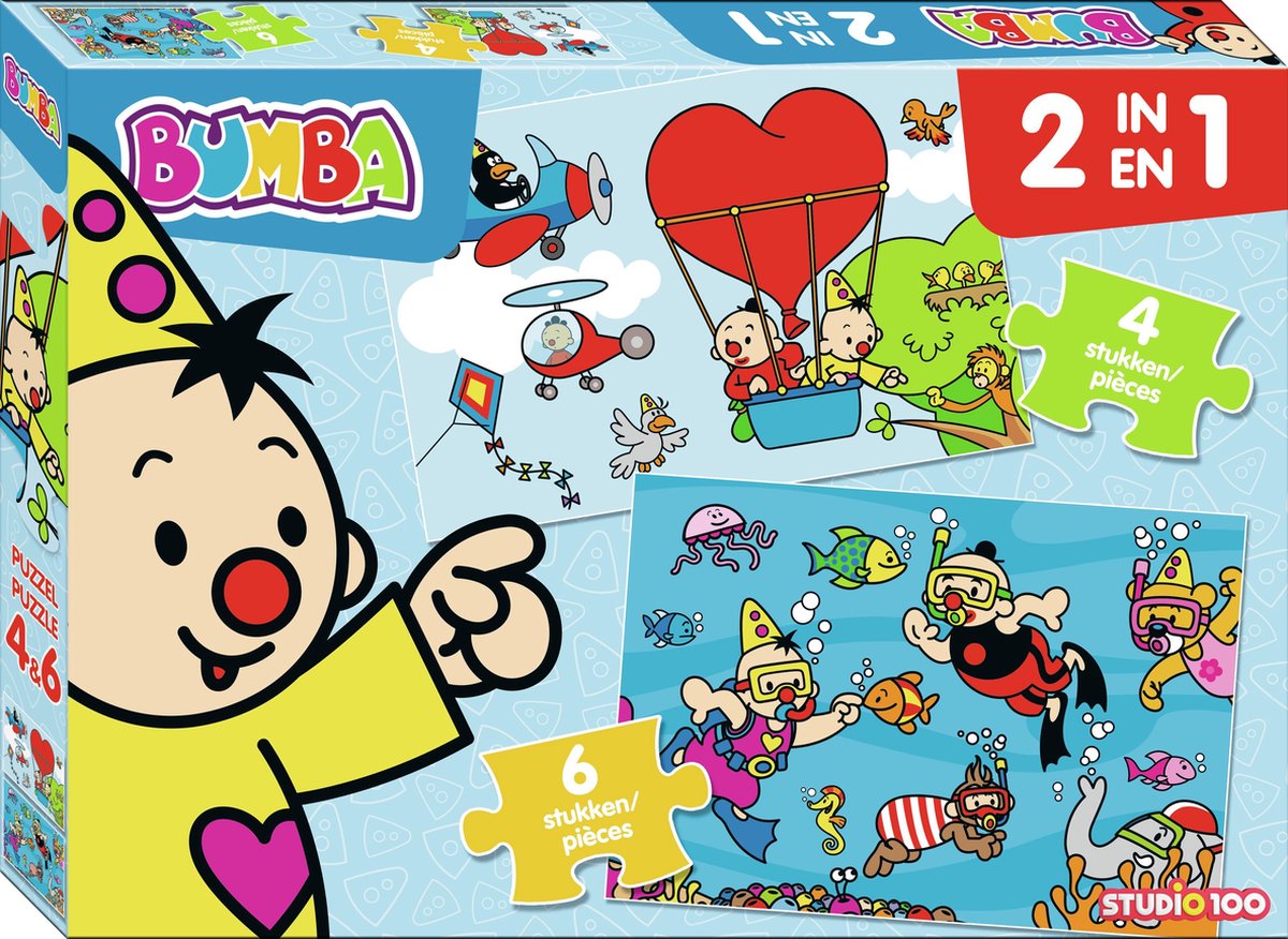 Studio 100 legpuzzels Bumba 2 in 1 junior 10 stukjes - Blauw