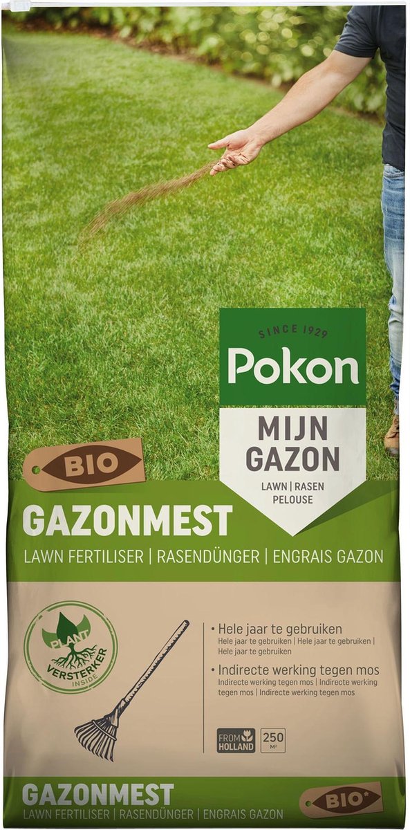 Pokon gazonmest met Kalk 3 in 1 - 250 m2