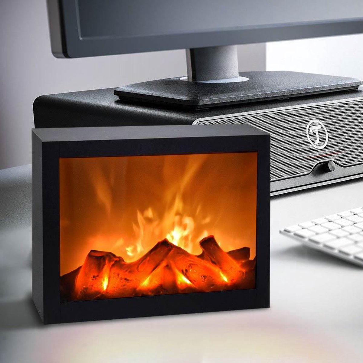 Huismerk Luxe Openhaard LED - 29 x 23 cm - Zwart