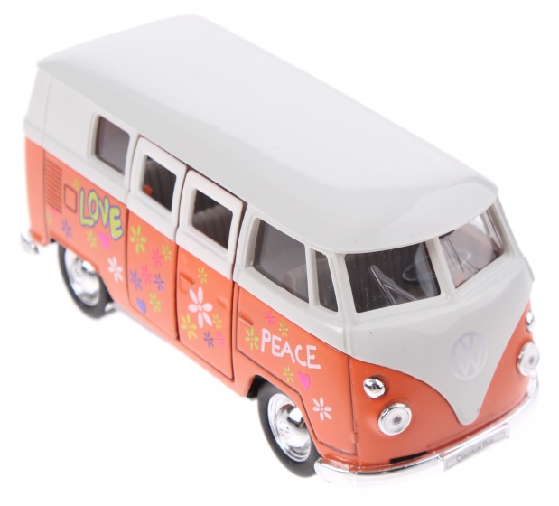 Welly schaalmodel Volkswagen bus met print - Oranje