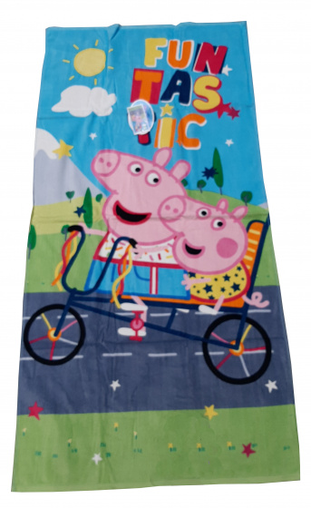 Carbotex badlaken Peppa Pig Fiets 70 x 140 cm katoen blauw