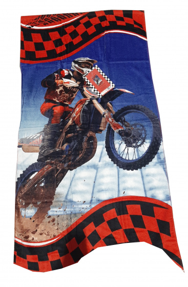 Carbotex badlaken Motocross junior 70 x 140 cm katoen blauw