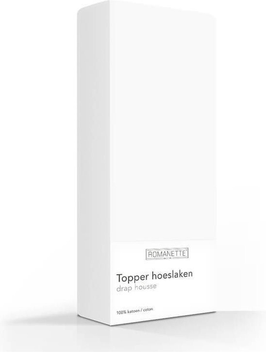 Romanette Topper Hoeslaken Katoen -100 X 220 Cm - Wit