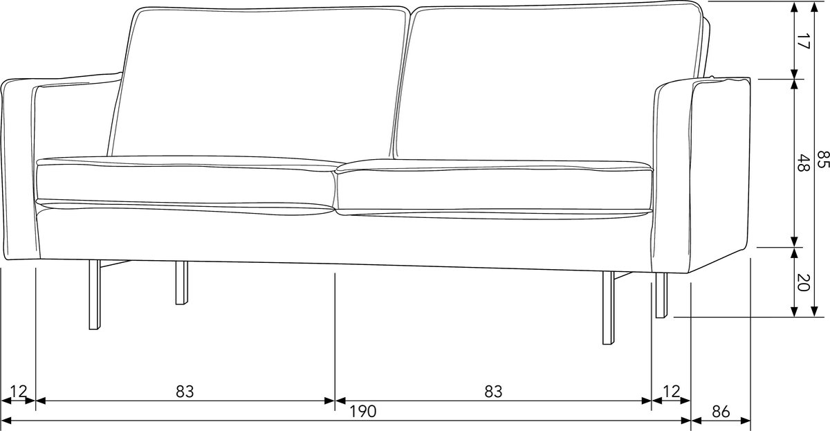 BePureHome Rodeo 2,5-zitsbank - Oranje