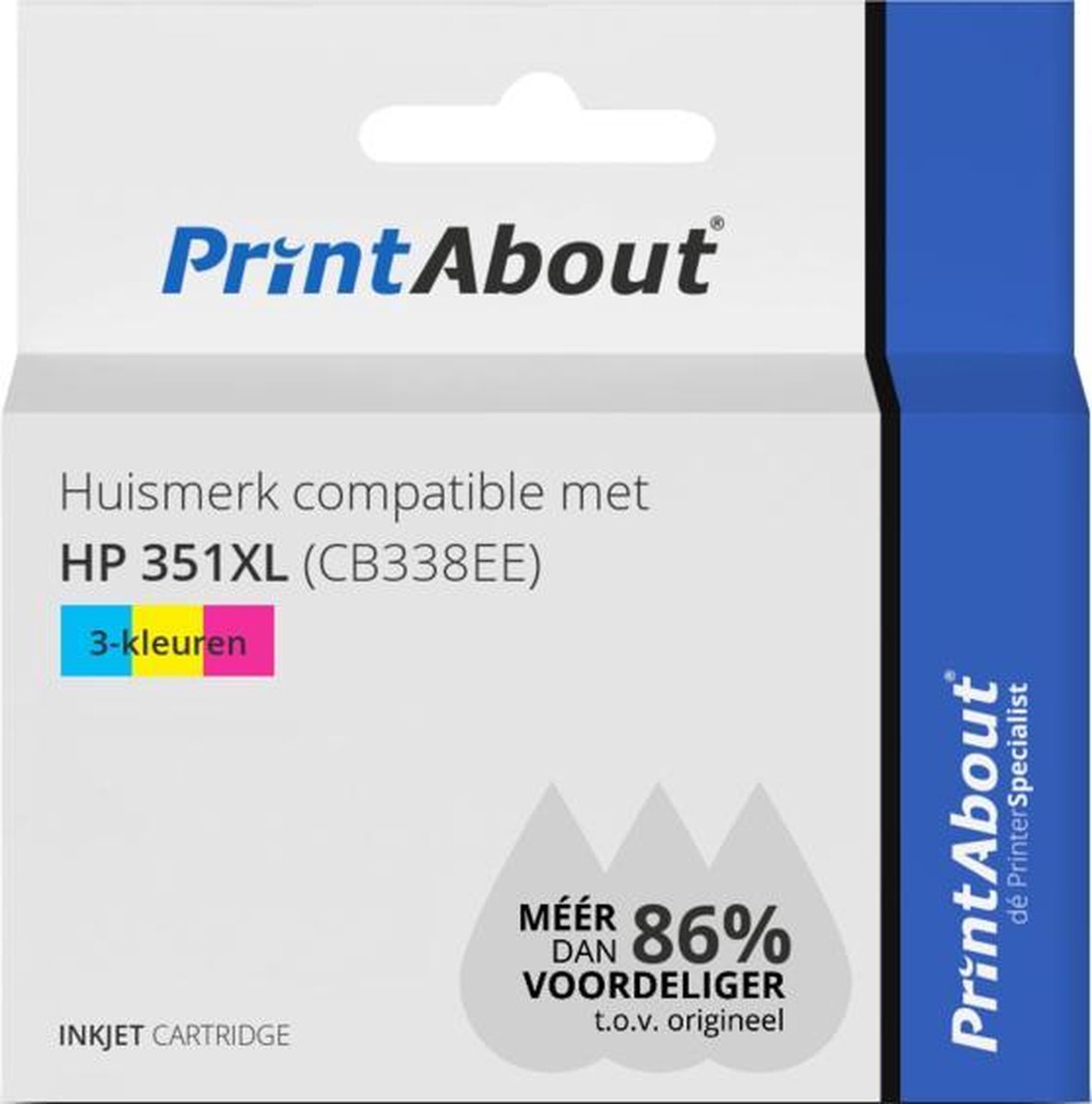 PrintAbout Huismerk compatible met HP 351XL (CB338EE) Inktcartridge 3-kleuren Hoge capaciteit