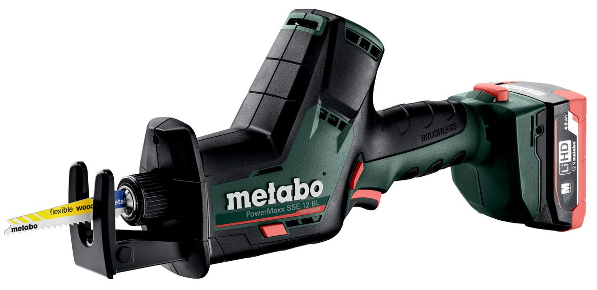 Metabo SSE 12 BL Accu-Reciprozaag | 12 V | 2x4 Ah LiHD | Lader ASC 55 | x 145