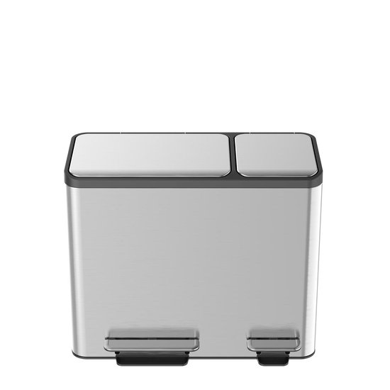 Eko Ecocasa Pedaalemmer Afvalscheider - 3 X 15l - Mat Rvs - Silver