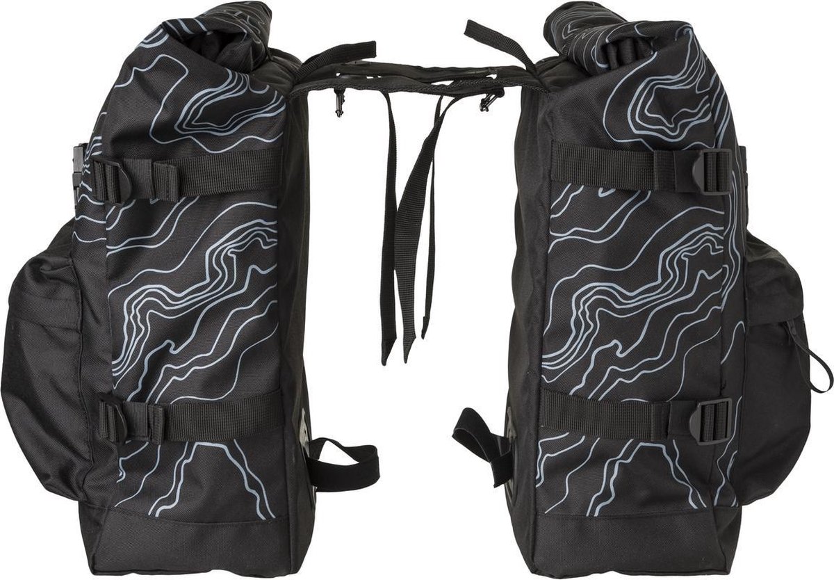 Agu Trend H2O Roll-Top Dubbele Fietstas Urban/Ass. Geometrisch - Zwart
