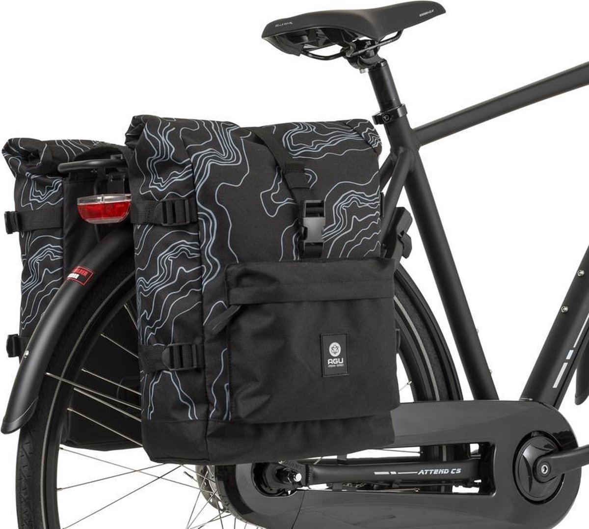 Agu Trend H2O Roll-Top Dubbele Fietstas Urban/Ass. Geometrisch - Zwart