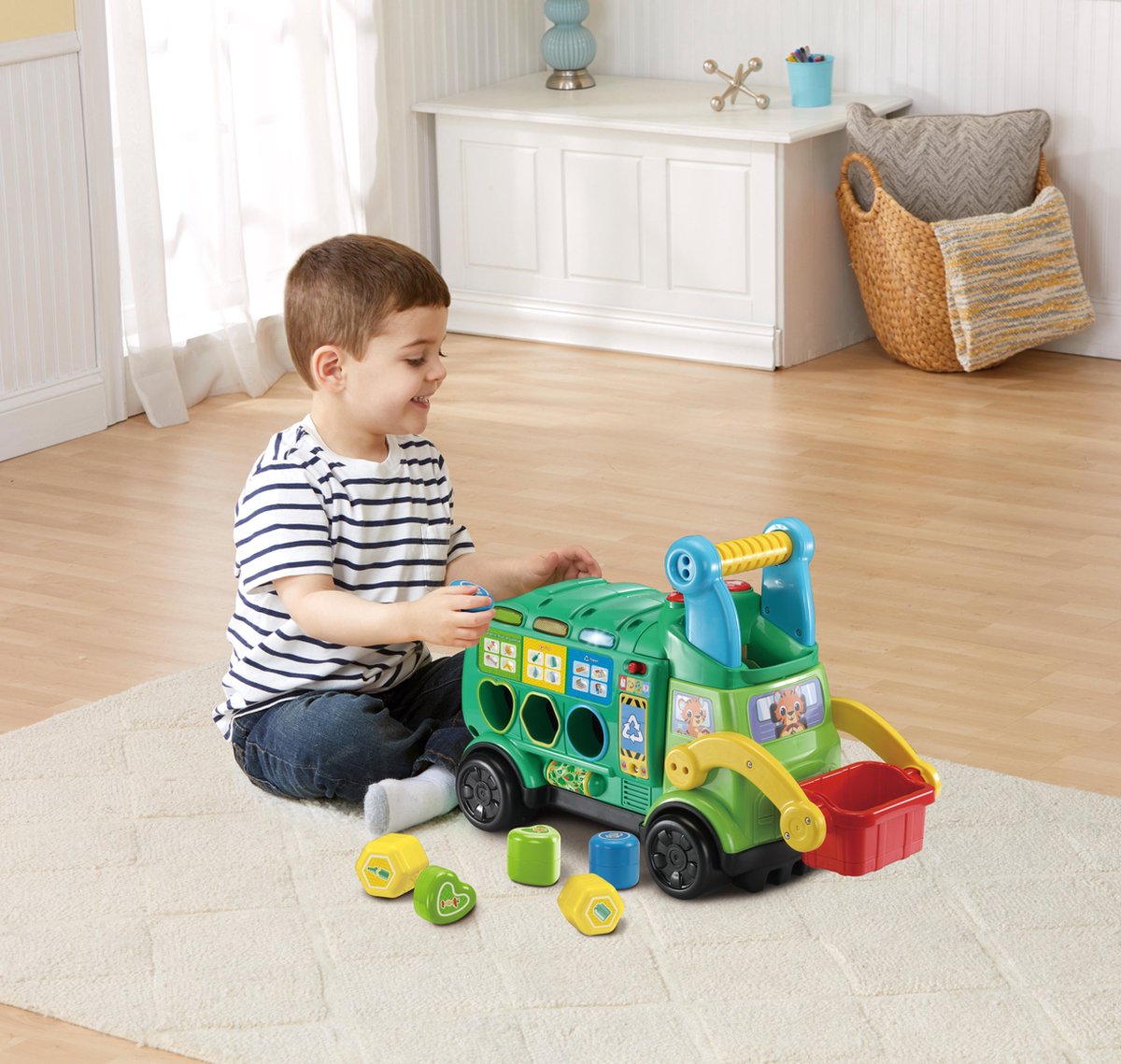 Vtech vrachtwagen Sorteer & Leer Recycletruck groen 7 delig