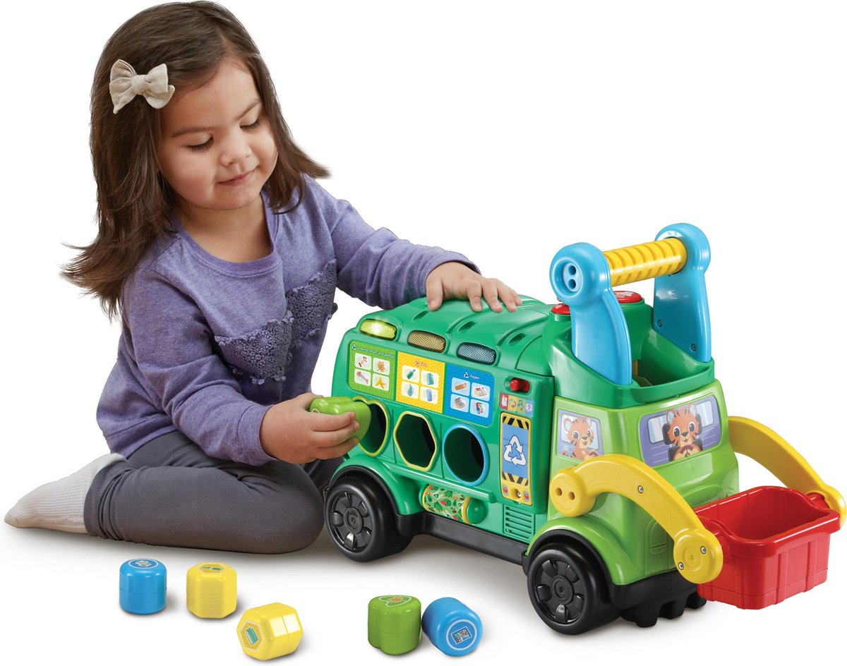 Vtech vrachtwagen Sorteer & Leer Recycletruck groen 7 delig
