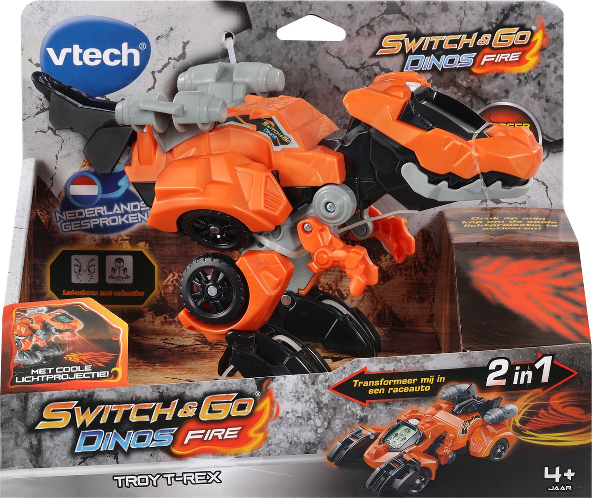 Vtech transformer Troy T rex junior 14,2 cm/zwart - Oranje
