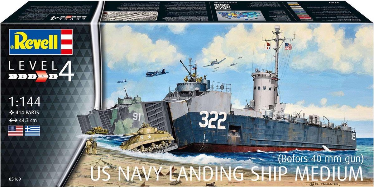 Revell bouwset US Navy Landing Ship 44,3 cm blauw 414 delig