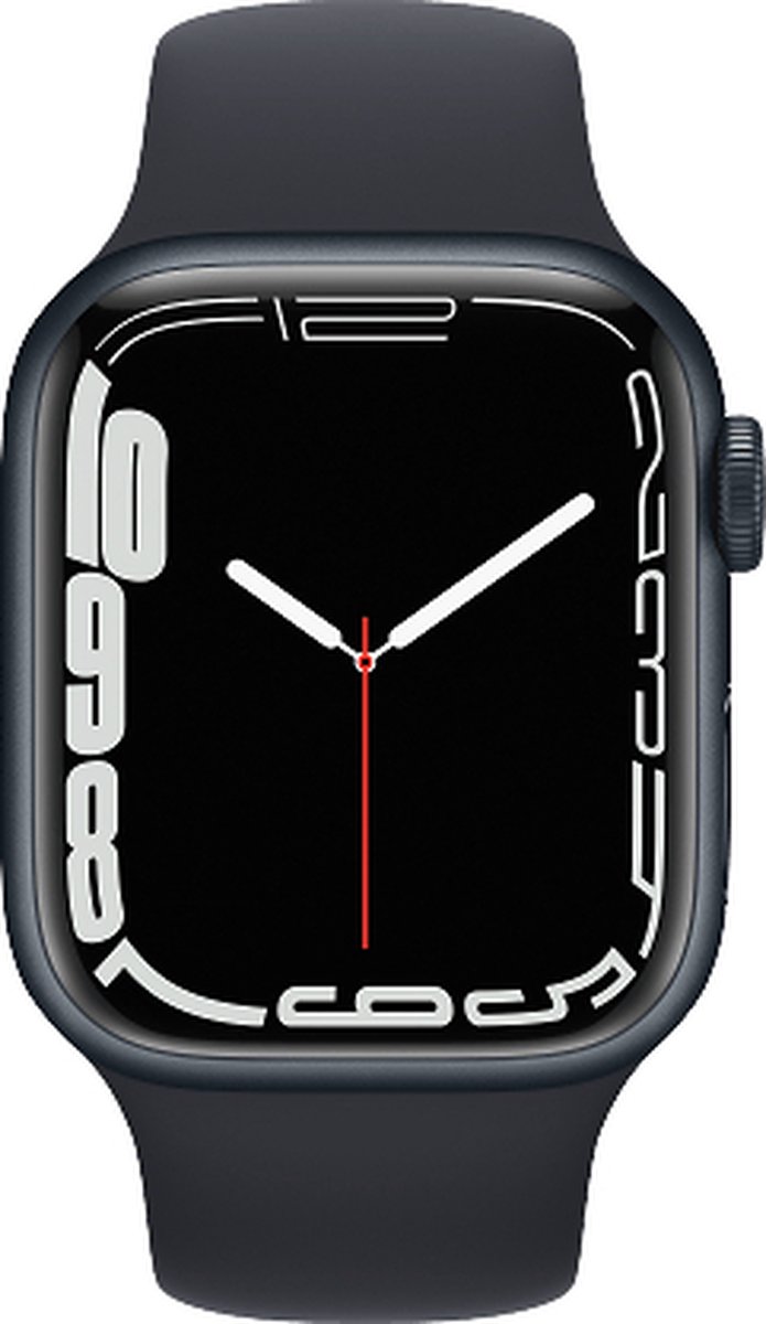 Apple Watch Series 7 45mm Middernacht Aluminium Middernacht Sportband - Zwart