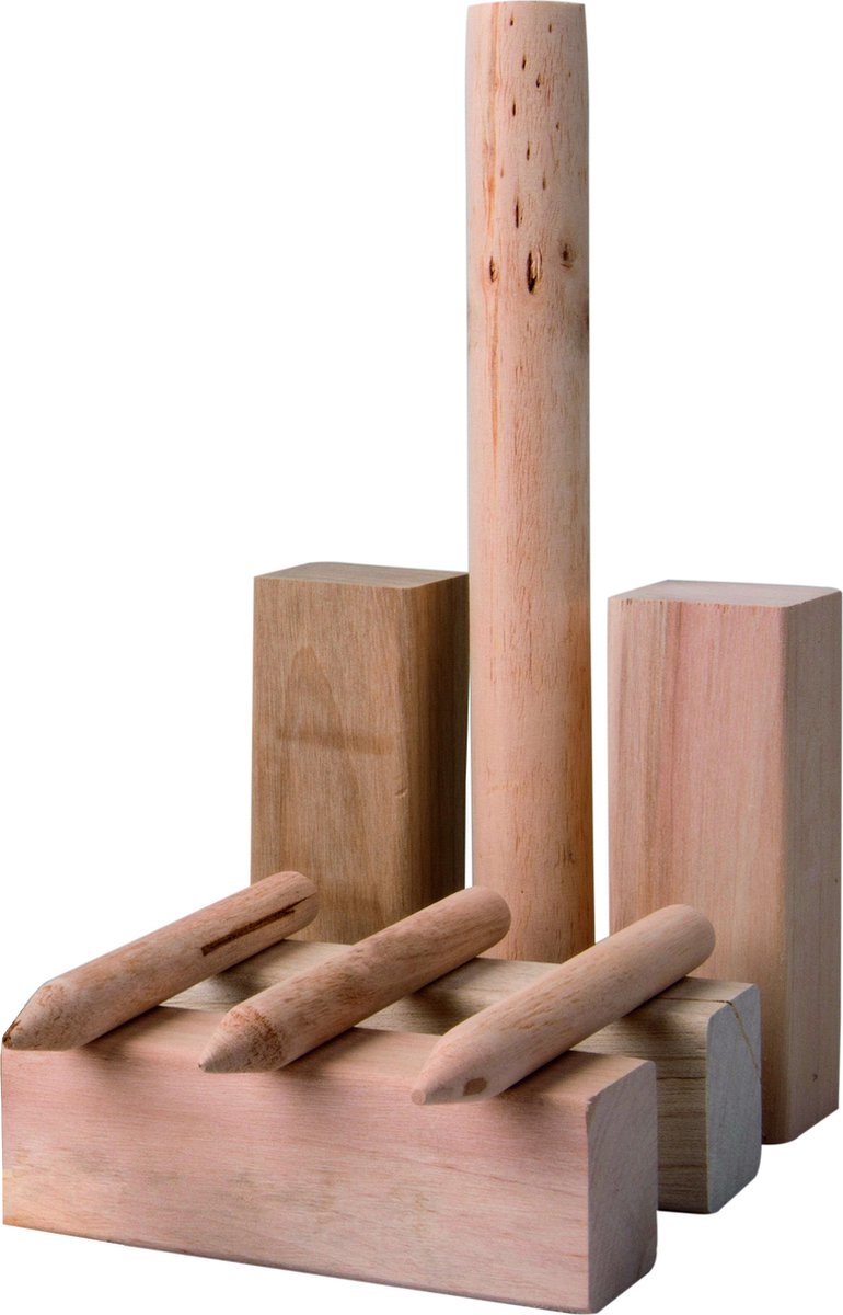 Eddy Toys kubbspel hout 25 cm 21 delig - Zwart