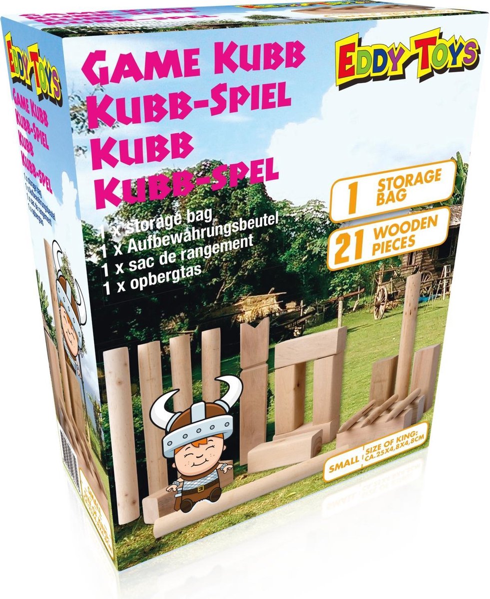 Eddy Toys kubbspel hout 25 cm 21 delig - Zwart