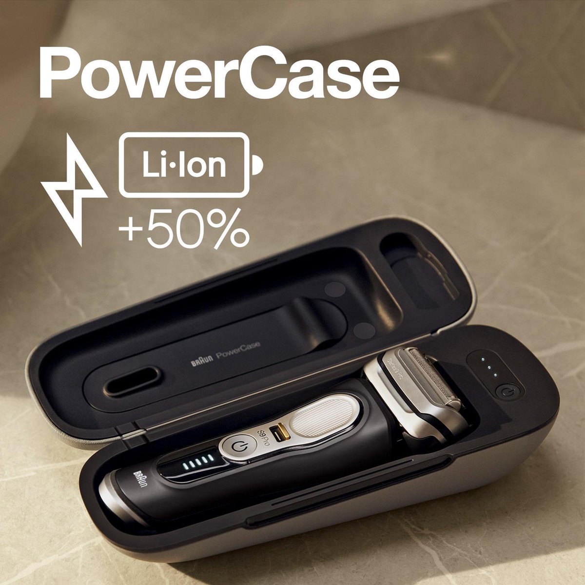 Braun Series 9 9470cc met Power Case - Zwart