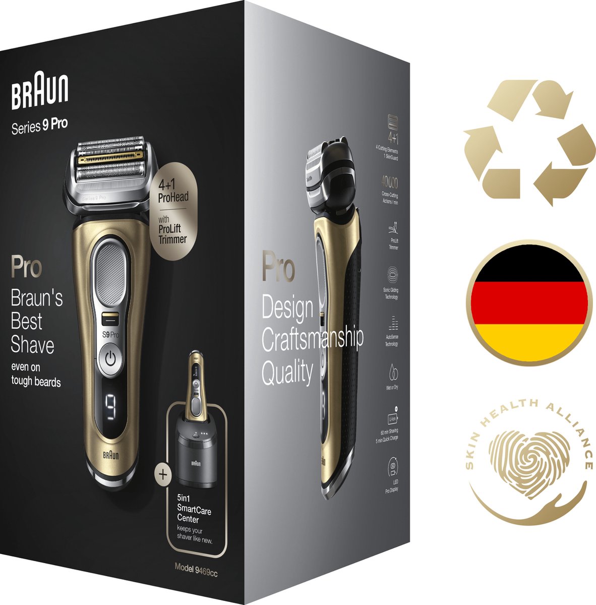 Braun Series 9 9470cc met Power Case - Zwart