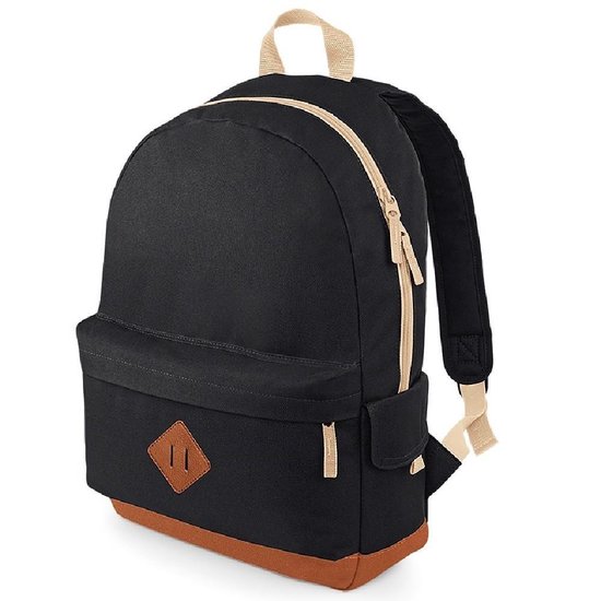 Senvi Retro Rugzak -/bruin/creme - 18 Liter - Zwart