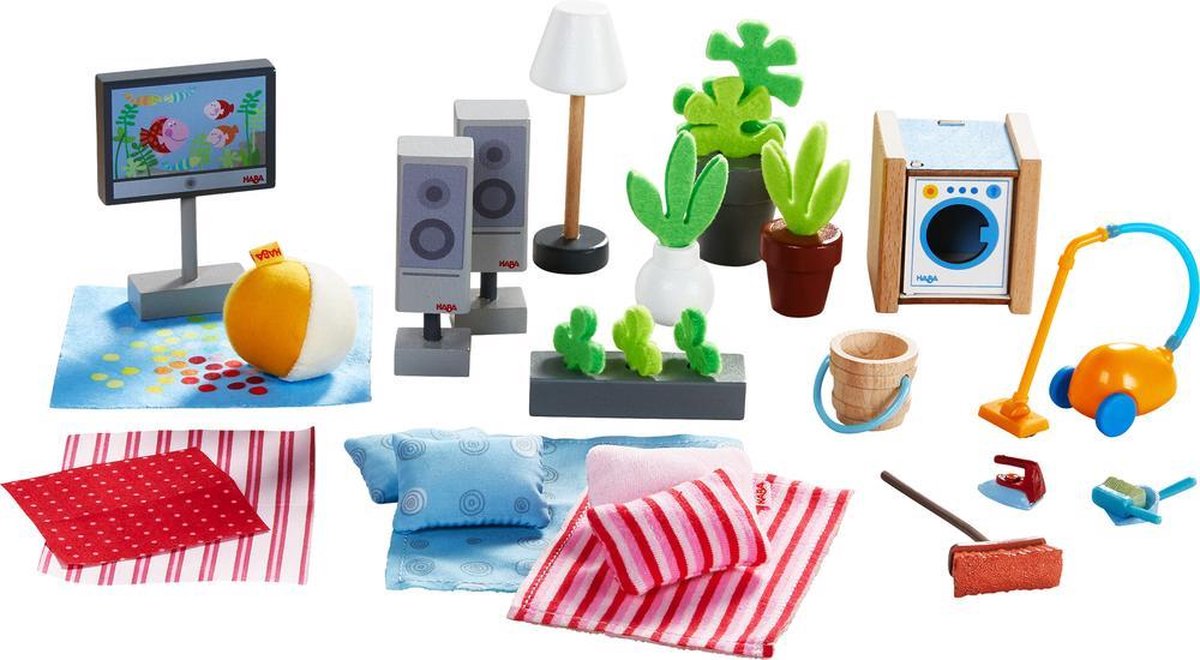 HABA poppenaccessoires woonkamer Little Friends 25 delig
