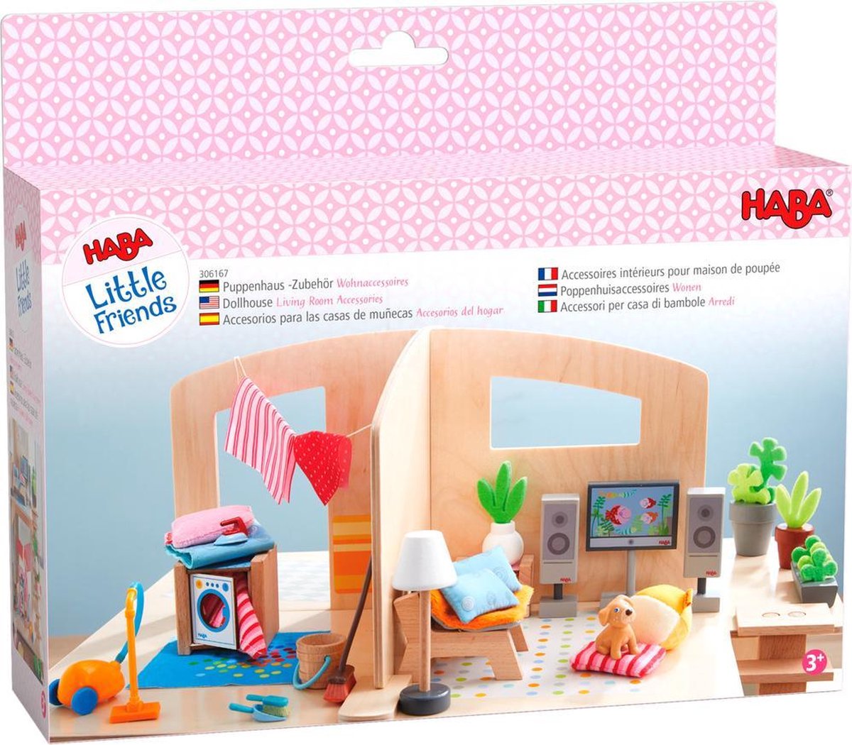 HABA poppenaccessoires woonkamer Little Friends 25 delig