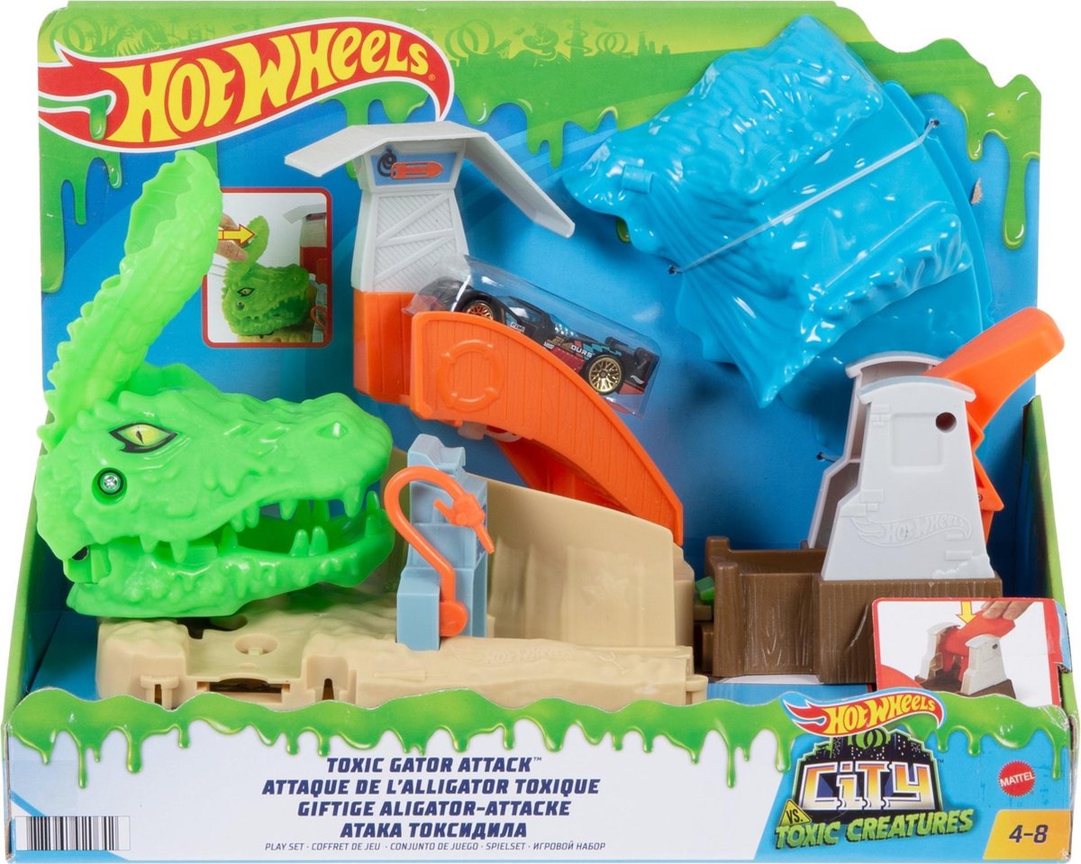Hot Wheels speelset Toxic Gator Attack junior 31,1 cm 2 delig