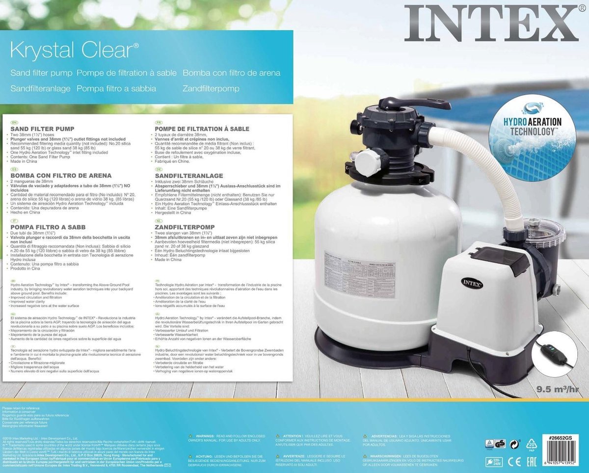 Intex zandfilterpomp 220 240V 10m3 liter per uur wit