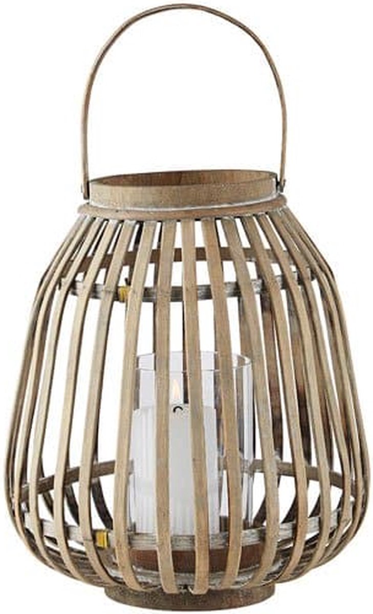 Villa Collection Bamboe Lantaarn H 30 cm - Naturel - Bruin