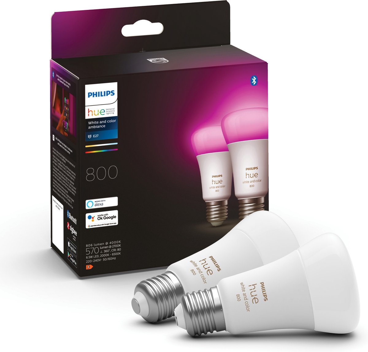 Philips White & Color E27 Duo pack