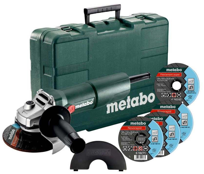 Metabo W 750-125 SET | Haakse slijper | 125 mm | 750 Watt | 11500 /min | In kunststof koffer + toebehoren
