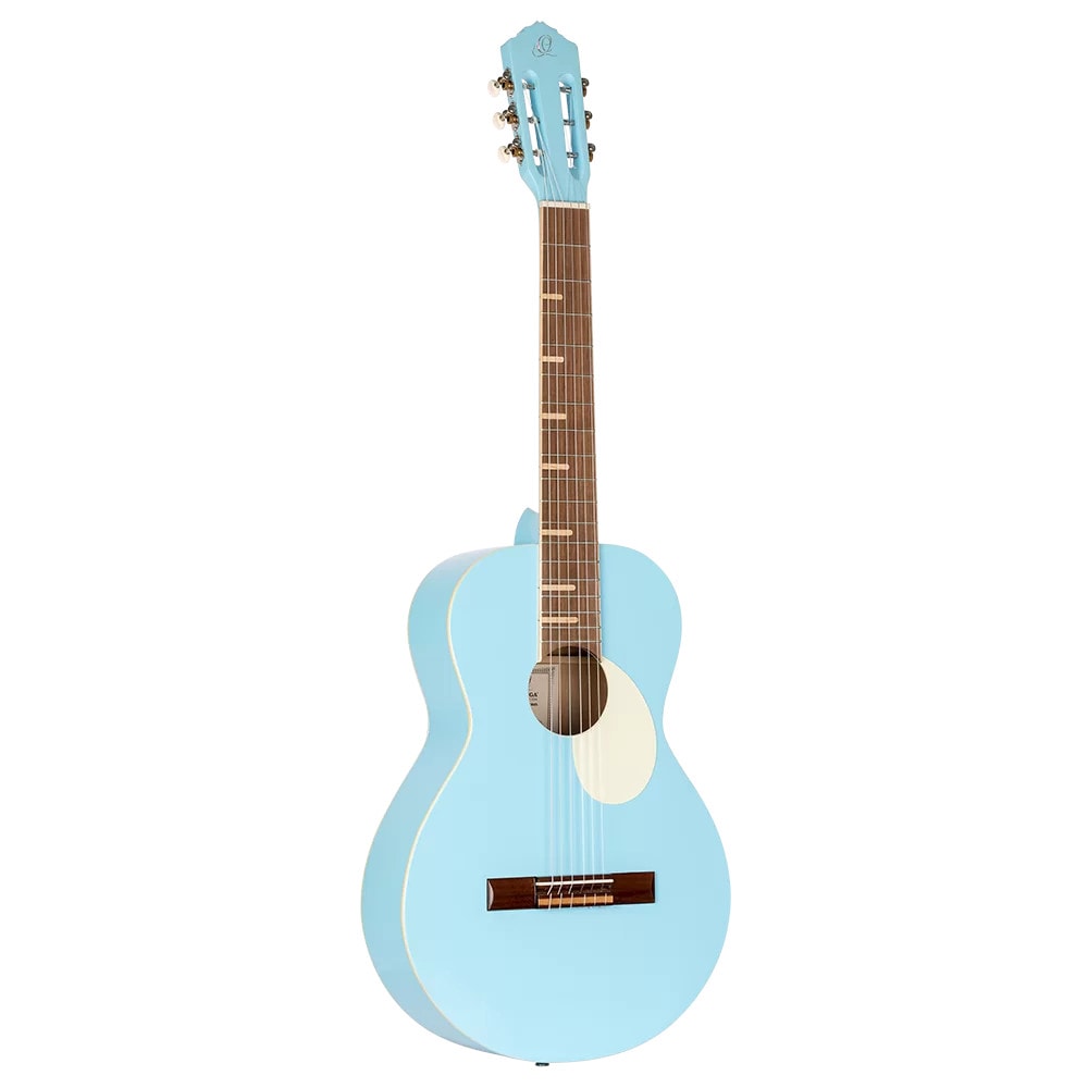 Ortega Gaucho Series RGA-SKY Sky Blue 4/4-formaat klassieke gitaar met gigbag