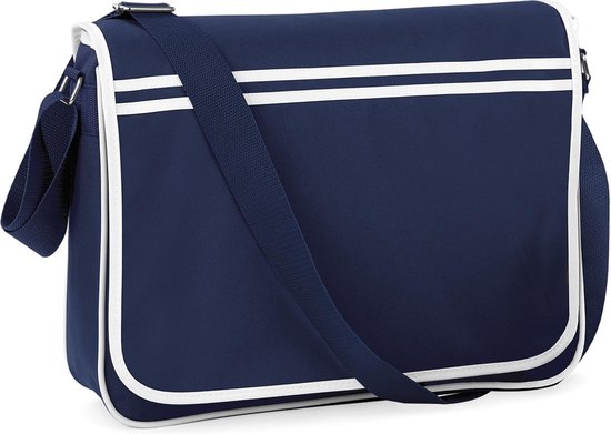 Bagbase Retro Schoudertas French Navy/white 12 Liter - Blauw