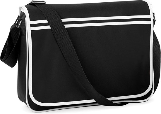 Bagbase Retro Schoudertas Black/white 12 Liter - Zwart