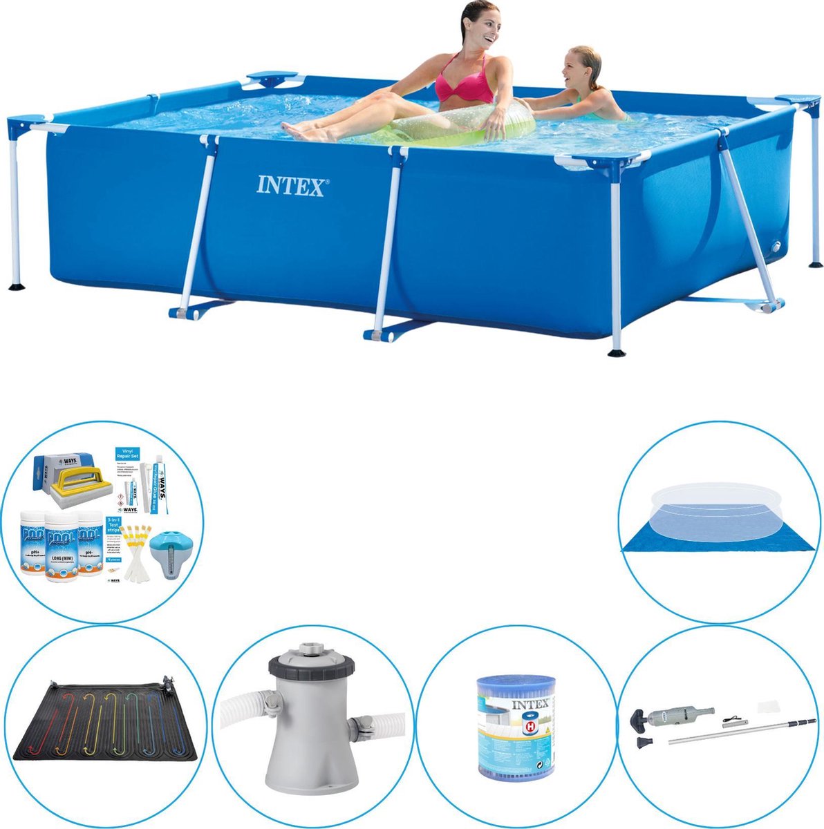 Intex Frame Pool Rechthoekig 220x150x60 Cm - 7-delig - Zwembad Deal - Blauw